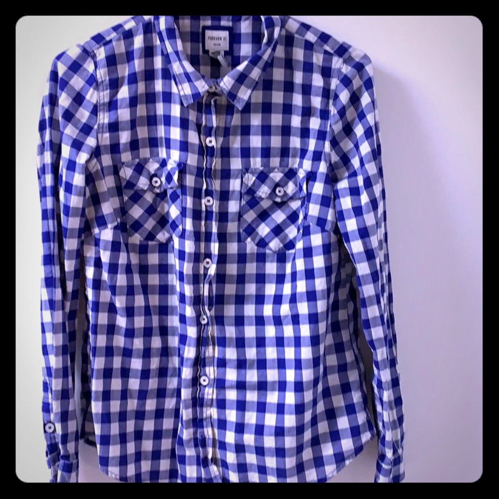 FINAL PRICE!!! Forever 21 blue gingham top